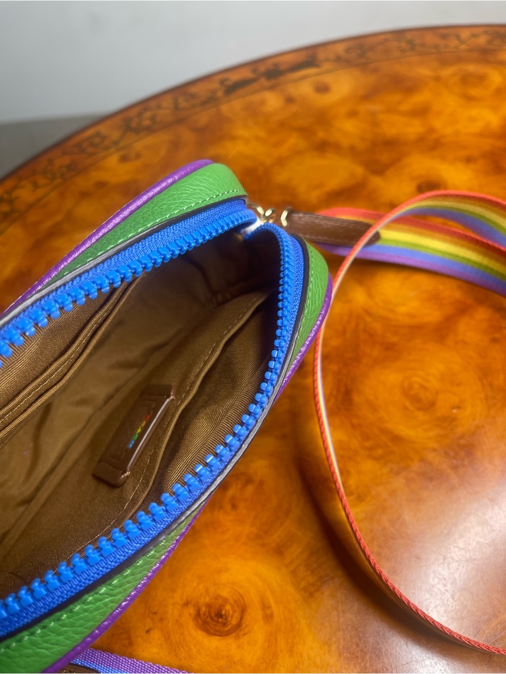 Coach Colorblock Crossbody with Blue Zipper and Rainbow Logo - Picture 4 of 10